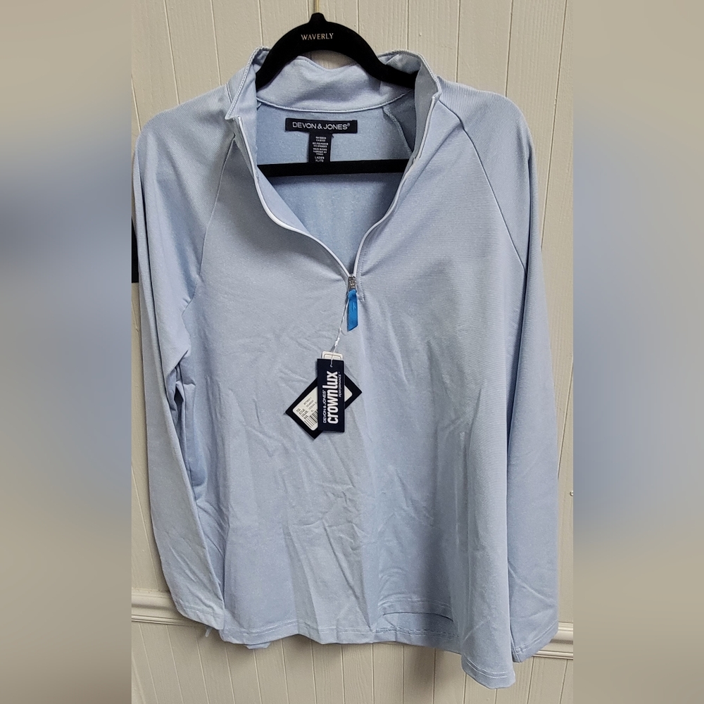 Devon & Jones CrownLux Performance Clubhouse Micro-Stripe Quarter-Zip DG480